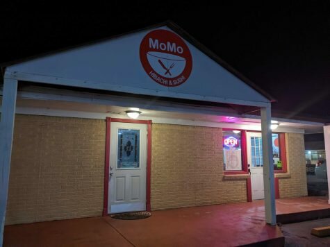 MoMo Hibachi & Sushis building on the corner of 10th Street and Caddo Street 