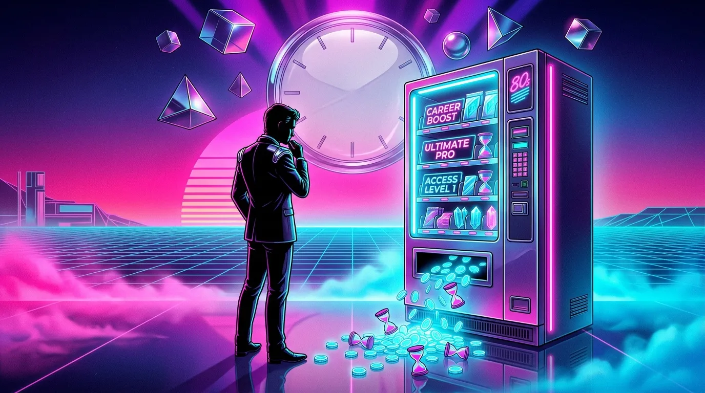 Homme en costume devant distributeur neon de carri&egrave;re professionnel