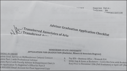 An example of an application for graduaction and a graduation application
checklist. 