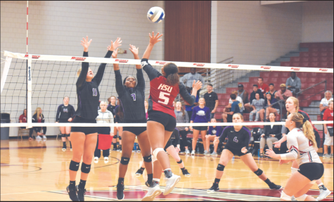 Tyasia McGruder goes up for the attack against Ouachita